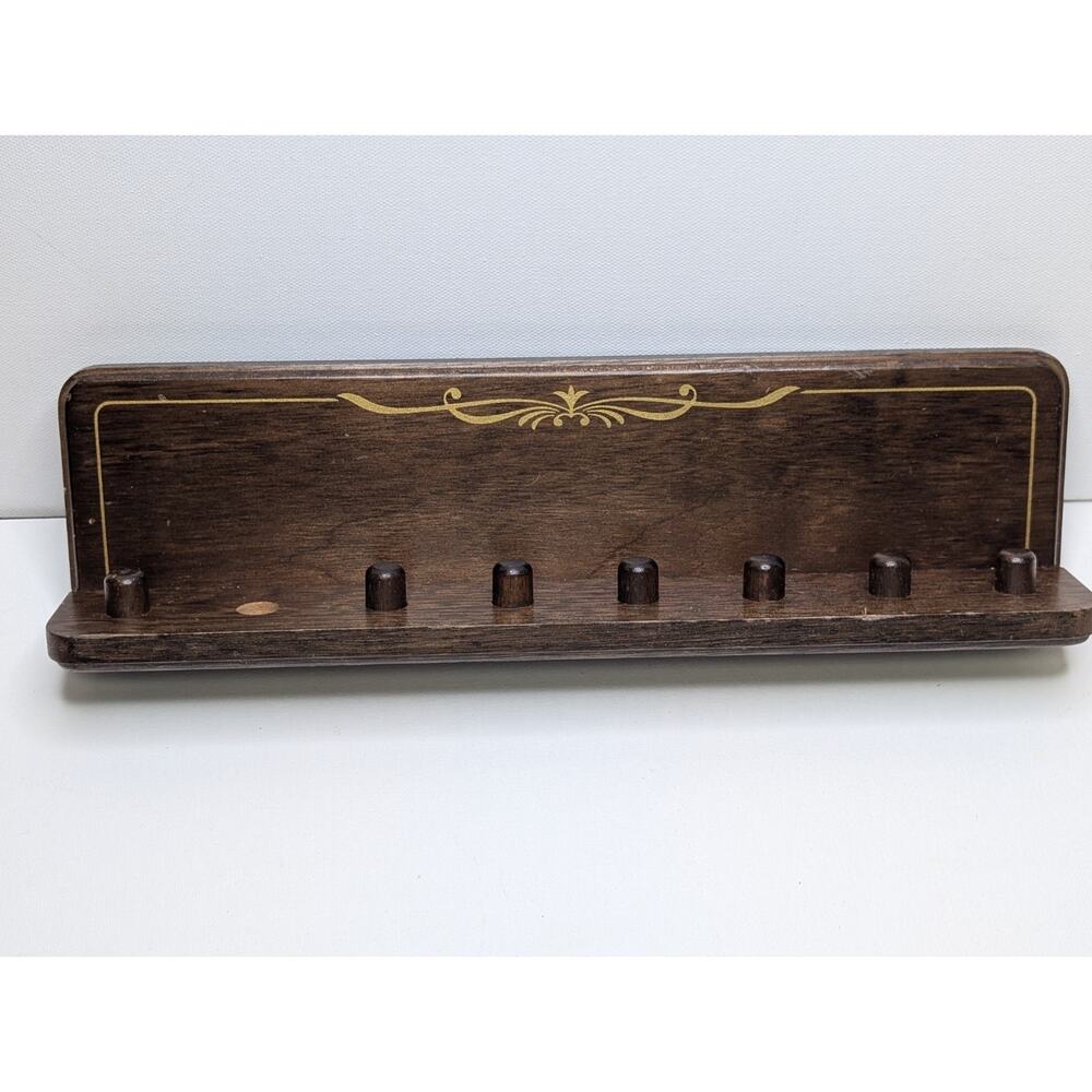 Vintage Wooden Wall Peg Rack Shelf Country Farmhouse Hat Coat Key Holder
